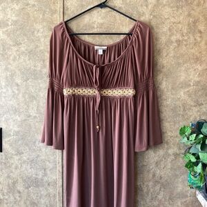 Muse Chocolate Brown Dress Festival Cottage Core Boho Hippie Size 0 Small